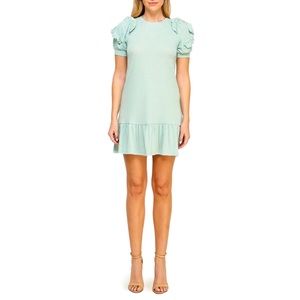 Good Luck Gem Ruffled Sleeve Pointelle Knit Mini Dress (Perfect Condition)